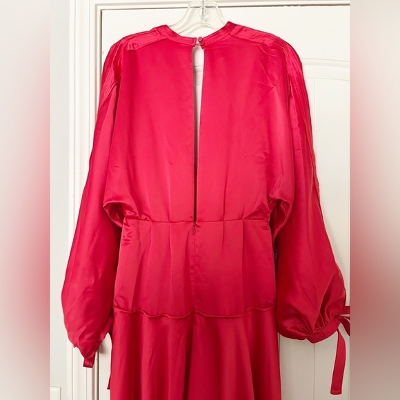 Self-Portrait Asymmetric Cutout Satin Peplum Midi Dress - Picture 10 of 14